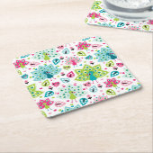 Pfauvogel und -eule rechteckiger pappuntersetzer (angewinkelt)