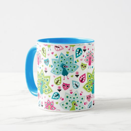 Pfauvogel und -eule tasse (Vorderseite Links)