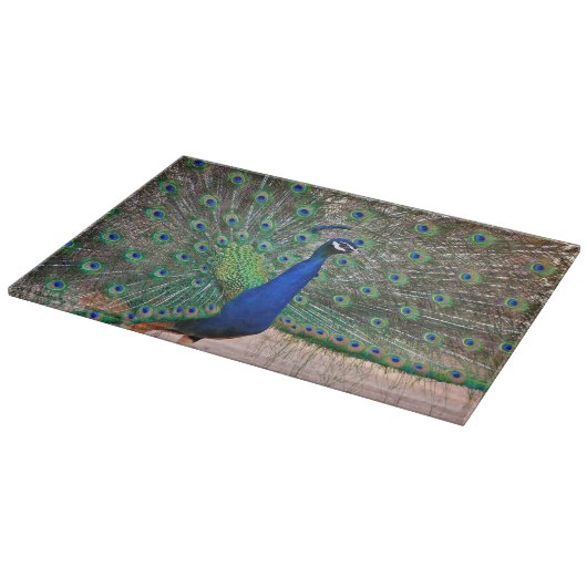 Pfauvogelanzeige Schneidebrett (Ecke)