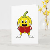 Pfeffer als Boxer mit Boxhandschuhen Karte (Gelbe Blume)