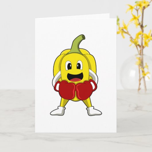 Pfeffer als Boxer mit Boxhandschuhen Karte (Gelbe Blume)