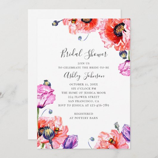 Pfeffer Aquarellfarbenes Brautparty Einladung (Vorne/Hinten)