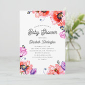 Pfeffer Aquarellrote Blume. Bläschendusche Einladung (Stehend Vorderseite)