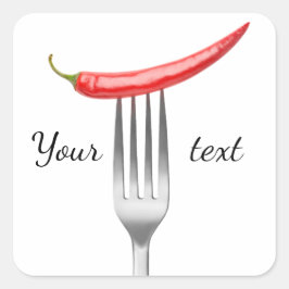 Pfeffer auf Gabel Quadratischer Aufkleber