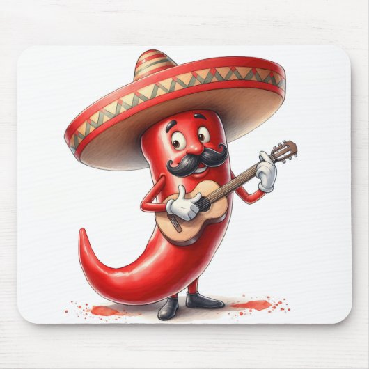 Pfeffer aus mexikanischem Rotem Chili mit Gitarre Mousepad (Vorne)
