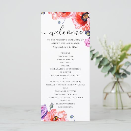 Pfeffer Elegante Hochzeit mit Rotem Blumen Programm (Stehend Vorderseite)