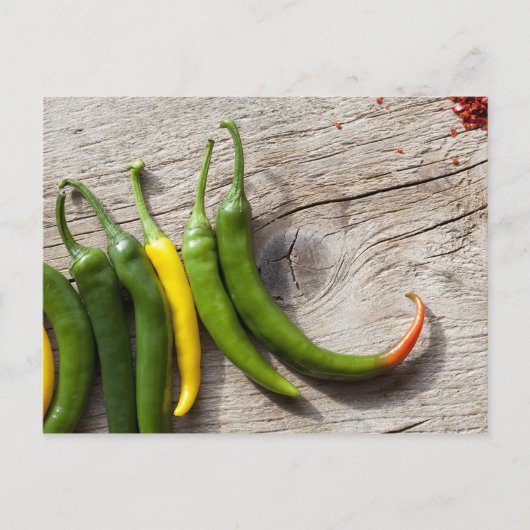 Pfeffer, gelb und grün, Chili Postkarte (Vorderseite)