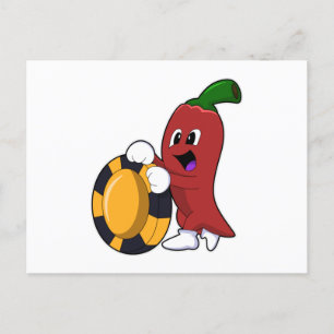 Pfeffer im Poker mit Poker-Chips Postkarte