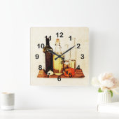 Pfeffer, Knoblauch und Speiseöle Quadratische Wanduhr (Zuhause)