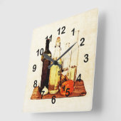 Pfeffer, Knoblauch und Speiseöle Quadratische Wanduhr (Winkel)