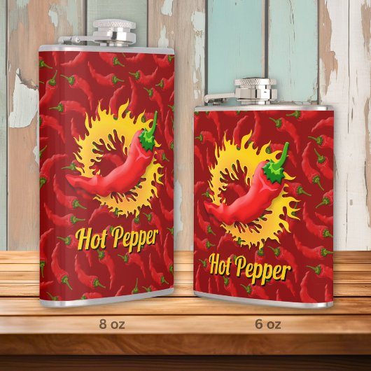 Pfeffer mit Flammen-Hip-Flask Flachmann