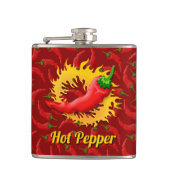 Pfeffer mit Flammen-Hip-Flask Flachmann (Vorderseite)