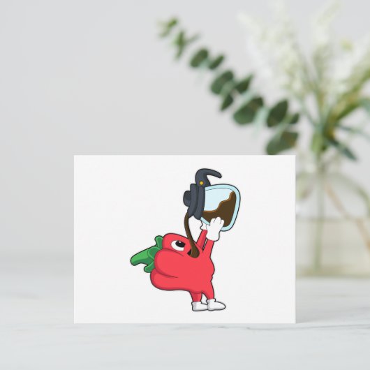 Pfeffer mit Kaffee Postkarte (Stehend Vorderseite)