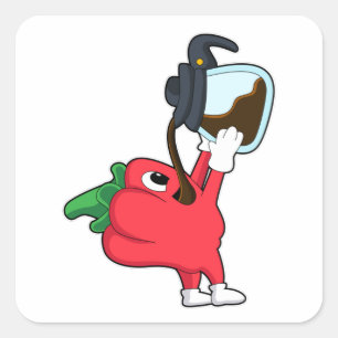 Pfeffer mit Kaffee Quadratischer Aufkleber