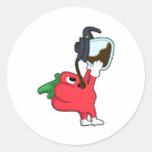 Pfeffer mit Kaffee Runder Aufkleber (Vorderseite)