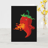 Pfeffer mit rotem heißem Chili mit Flamme Karte (Gelbe Blume)