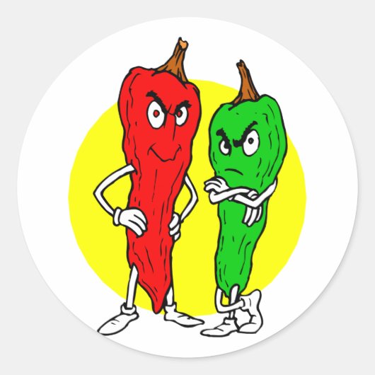 Pfeffer-Schläger Rot-Grün-Gelb-Kragen Runder Aufkleber (Vorderseite)