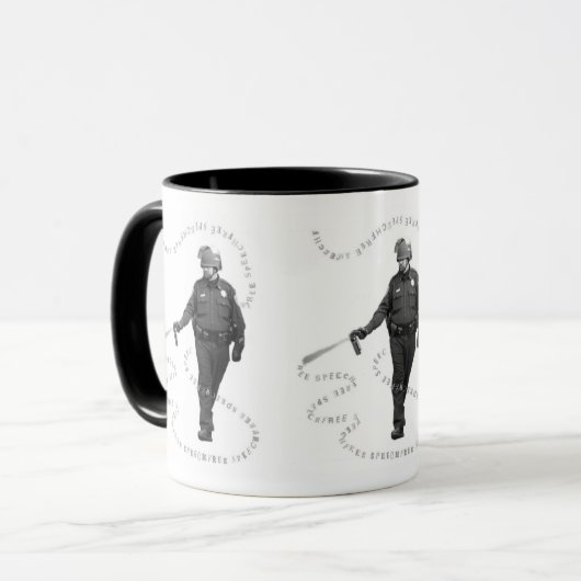 Pfeffer-Spray-Mann auf Zwei-Ton Tasse (Vorderseite Links)