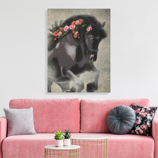 Pfeffer und die Friesian - Wrapped Canvas Leinwanddruck (Insitu (Wohnzimmer))