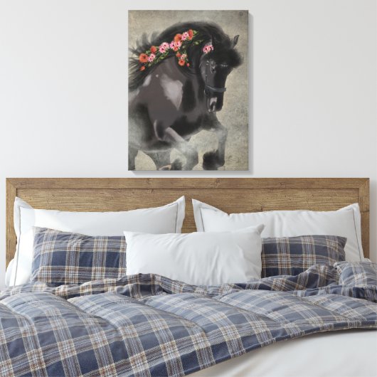 Pfeffer und die Friesian - Wrapped Canvas Leinwanddruck (Insitu (Schlafzimmer))