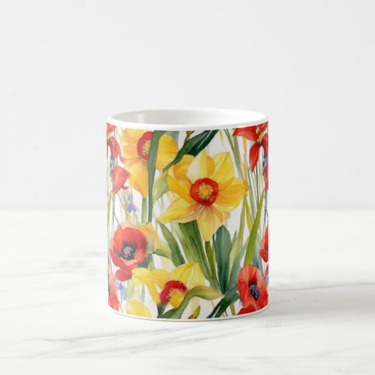 Pfeffer und Narzissen fröhliche Kunst Kaffeetasse (Mittel)