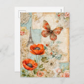 Pfeffer und Schmetterling mit Eiffelturm Feiertagspostkarte (Vorne/Hinten)