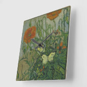 Pfeffer und Schmetterlinge von Vincent Van Gogh Quadratische Wanduhr (Winkel)