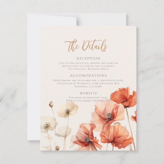 Pfeffer und Wildblumen Die Details Hochzeit Mitteilungskarte (Vorderseite)