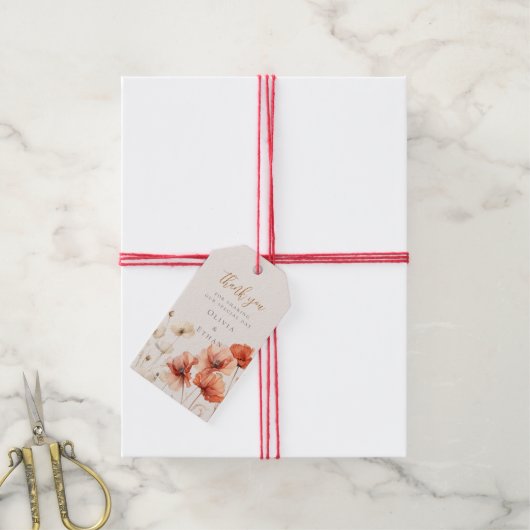 Pfeffer und Wildblumen Hochzeit Geschenkanhänger (Mit Garn)