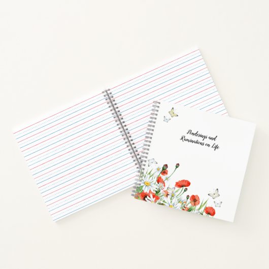 Pfeffer, Wildblumen, Schmetterlinge Notizblock (Innenseite)