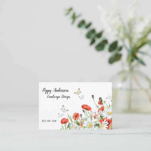 Pfeffer, Wildblumen, Schmetterlinge Visitenkarte (Stehend Vorderseite)