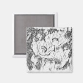 Pfefferkuchen, handgezeichnet, Blume mit Blumenmot Magnet (Vorderseite/Rückseite)