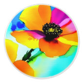 Pfefferkuchen Wildblumen Orange Pink Keramikknauf (Vorderseite)