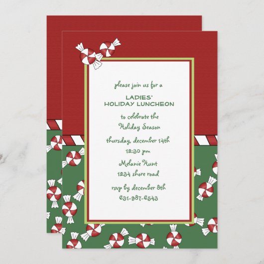 Pfefferminz-Feiertags-Einladung Einladung (Vorne/Hinten)