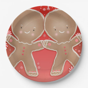 Pfefferminz-Gingerbread-Zwillinge Geburtstagsfeier Pappteller