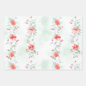 Pfefferminz Grün Rot Floral Geburtstag Geschenkpapier Set (Vorderseite 3)
