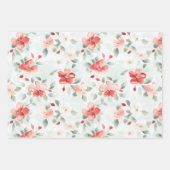Pfefferminz Grün Rot Floral Geburtstag Geschenkpapier Set (Vorderseite 2)
