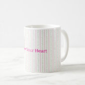 Pfefferminz Herzen Rosa Streifen Kaffeetasse (VorderseiteRechts)