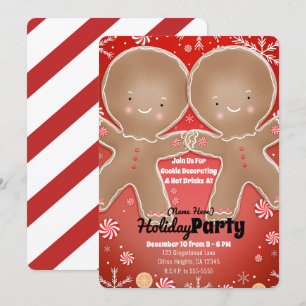 Pfefferminz-Lebkuchenmann Winterfestparty Einladung