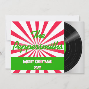 Pfefferminz-Retro-Vinyl-Schallplatten-Album-Weihna Feiertagskarte
