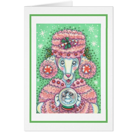 PFEFFERMINZ ROSAFARBENER POODLE WEIHNACHTSKARTE B (Vorne)