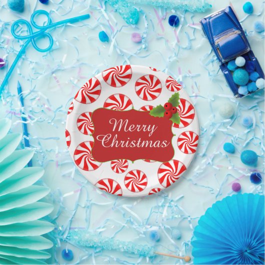 Pfefferminz-Süßigkeits-frohe Weihnacht-Party Pappteller (Party)