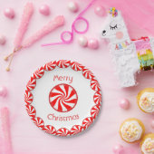 Pfefferminz-Süßigkeits-frohe Weihnachten Pappteller (Party)