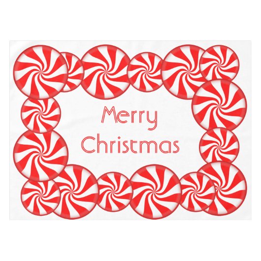 Pfefferminz-Süßigkeits-frohe Weihnachten Tischdecke (Vorderseite (Horizontal))
