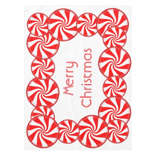 Pfefferminz-Süßigkeits-frohe Weihnachten Tischdecke (Vorderseite)