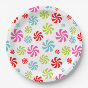 Pfefferminz-Swirbel-Muster – Farbige Candy-Design Pappteller