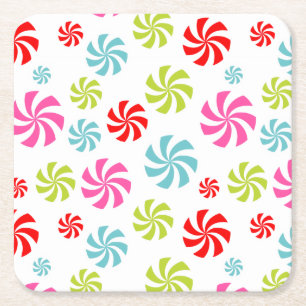 Pfefferminz-Swirbel-Muster – Farbige Candy-Design Rechteckiger Pappuntersetzer