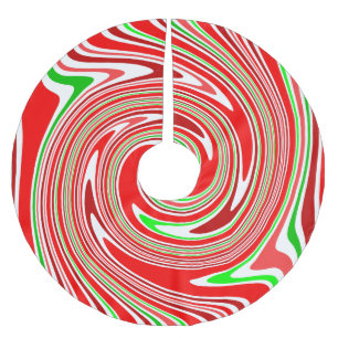 Pfefferminz-Zuckerstange-Strudel-rotes grünes Wei Polyester Weihnachtsbaumdecke