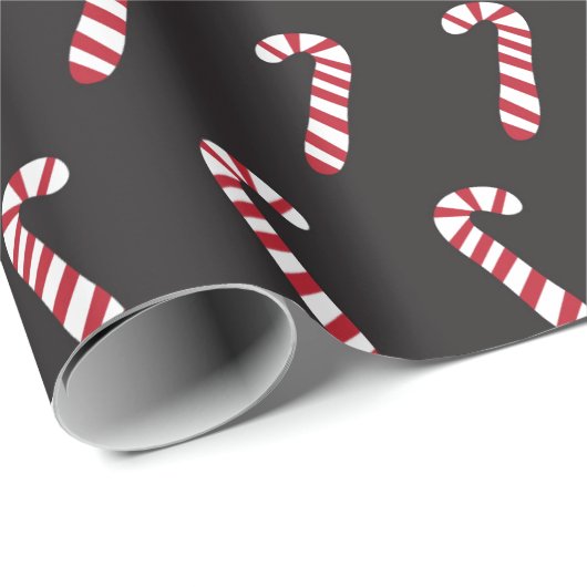 Pfefferminz-Zuckerstangen auf Schwarzem Geschenkpapier (Rolleneckpunkt)