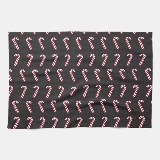 Pfefferminz-Zuckerstangen auf Schwarzem Handtuch (Horizontal)